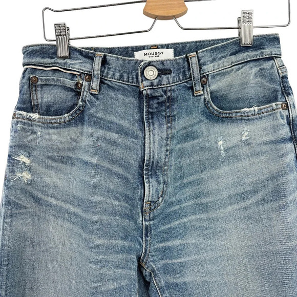Moussy Vintage Carter Friend Jeans Blue Distressed High Rise Relaxed Jeans 27 - Picture 3 of 16